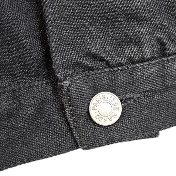 13DE MARZO Men's Denim Teddy Bear Jacket Black Embroidered Logo  Size Medium - Picture 6 of 11